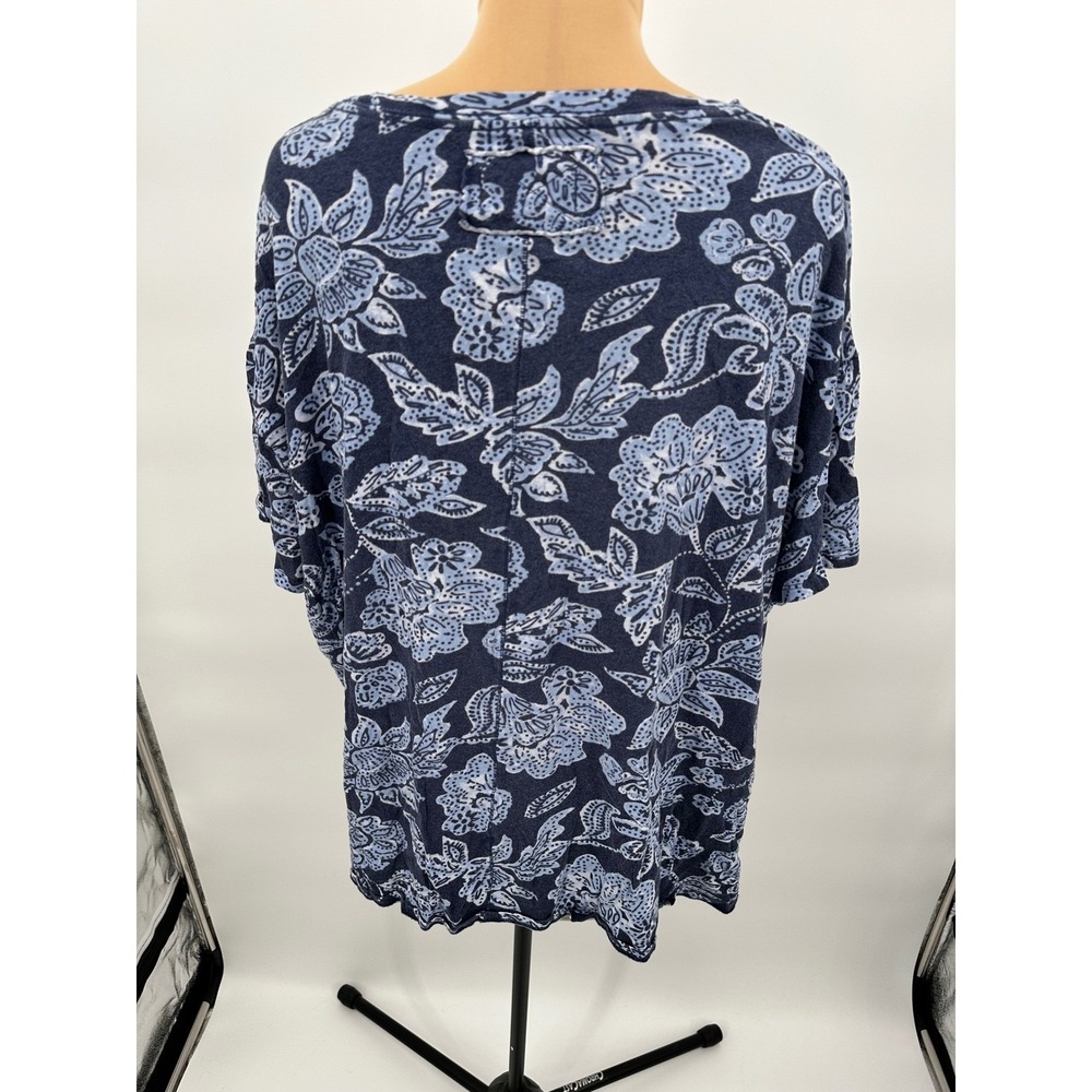 We The Free Floral Print Cotton T Shirt Blue White Women's Size M - Picture 3 of 10
